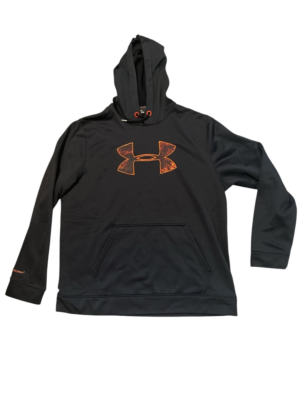 Under Armour Black Hoodie with Vibrant Orange Logo